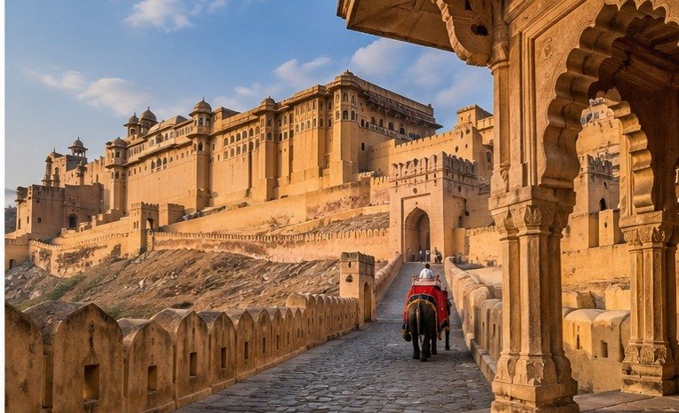 Blue houses of Jodhpur below the Mehrangarh Fort (illustrative concept visual)